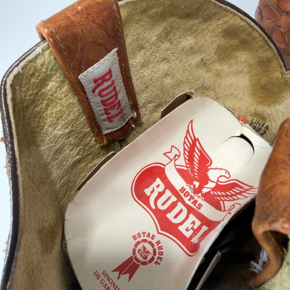 VTG Rudel Mens Brown Leather Embossed  Ant Eater Western Cowboy Boots Size 14 E - Picture 3 of 13